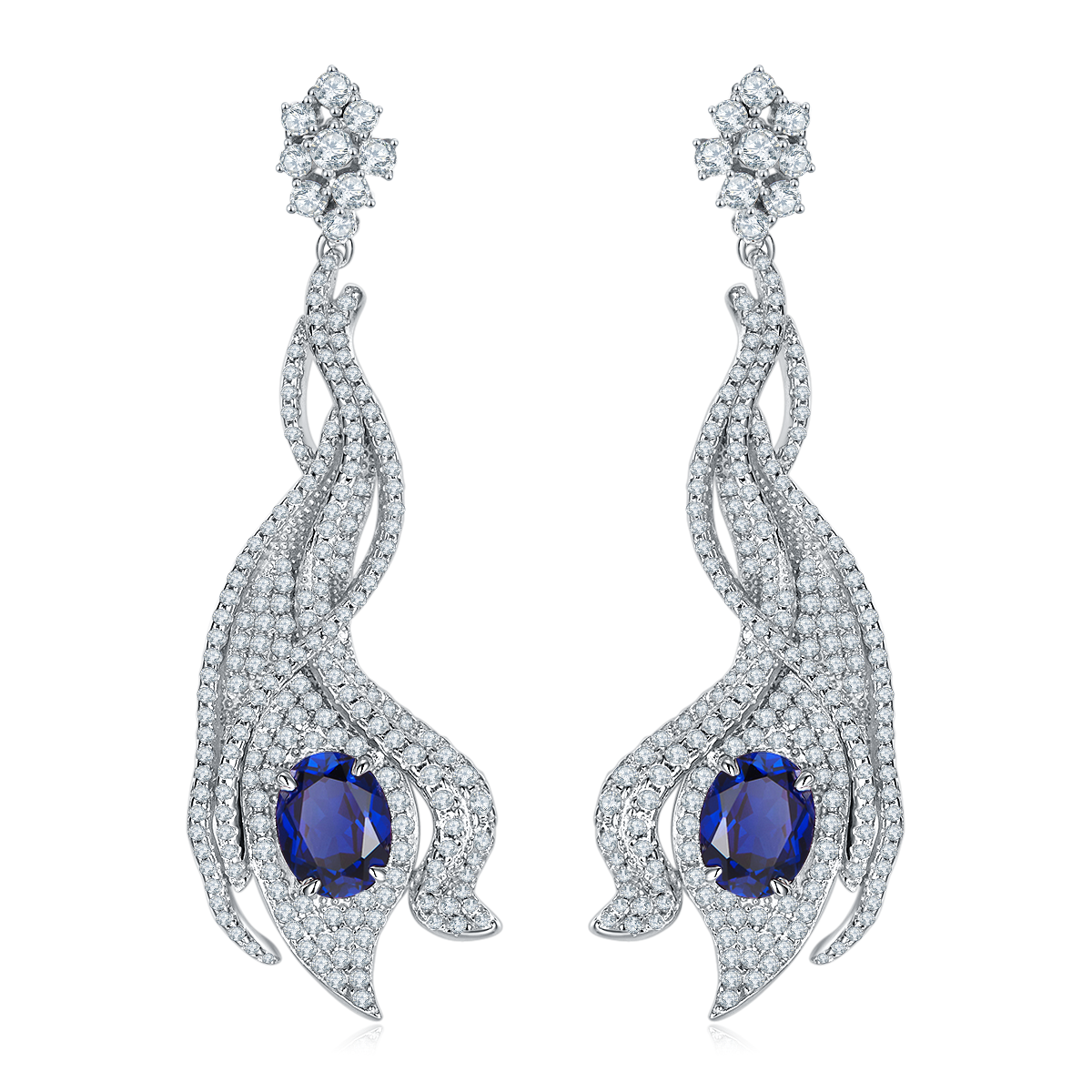 Oval Sapphire-Silver 925 Eerrings Plated in 18k Gold