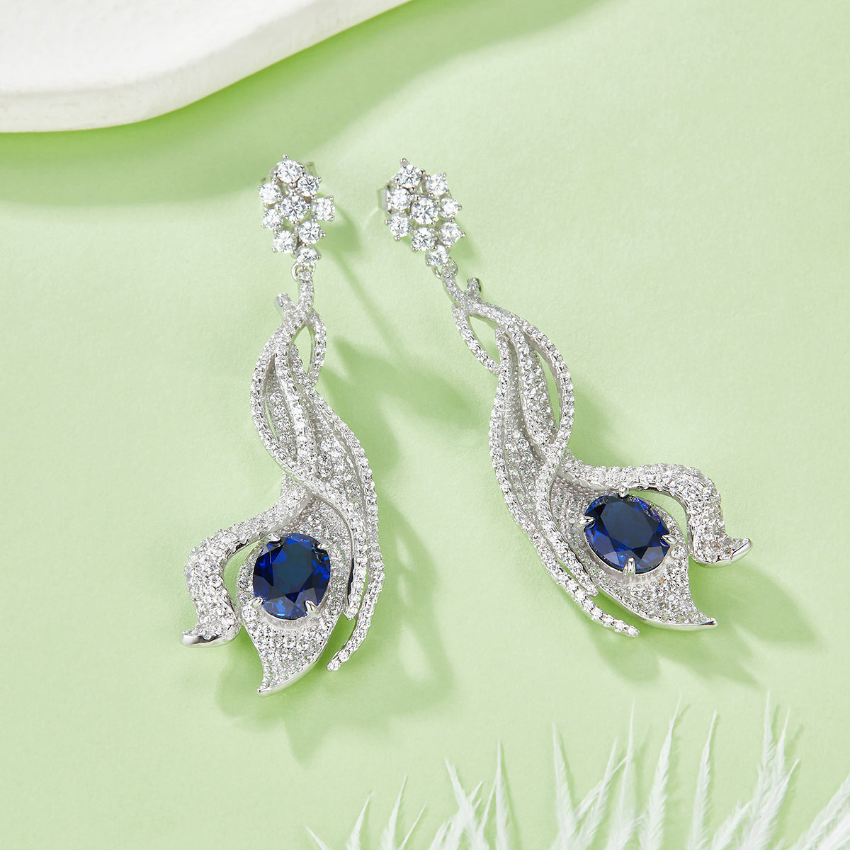 Oval Sapphire-Silver 925 Eerrings Plated in 18k Gold