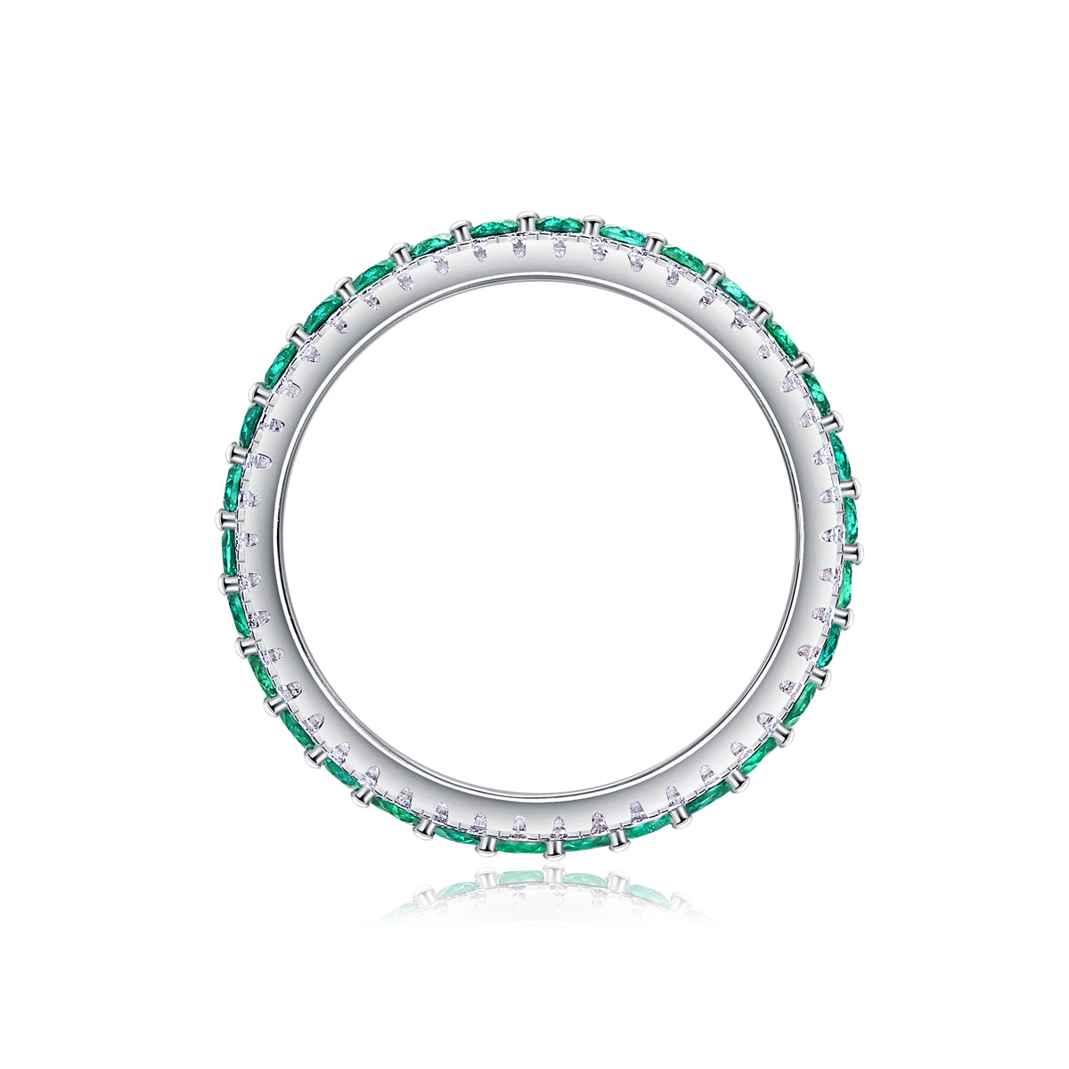 Emerald and Moissanite-Silver 925 Ring Plated in 18k Gold
