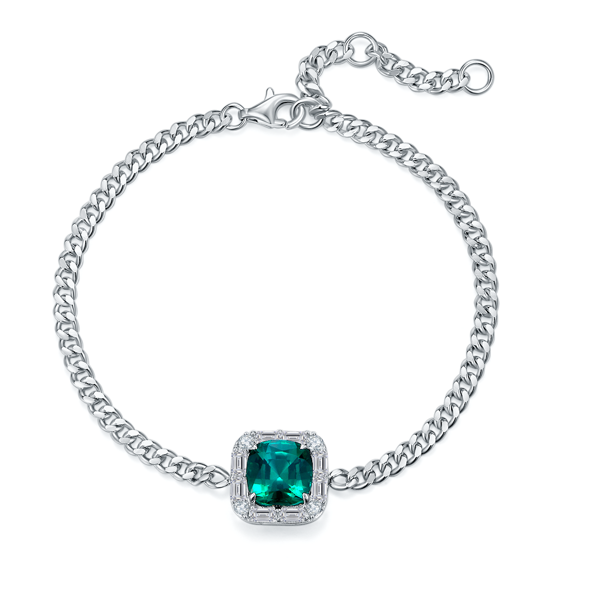 Emerald-Silver 925 Bracelet Plated in 18k Gold