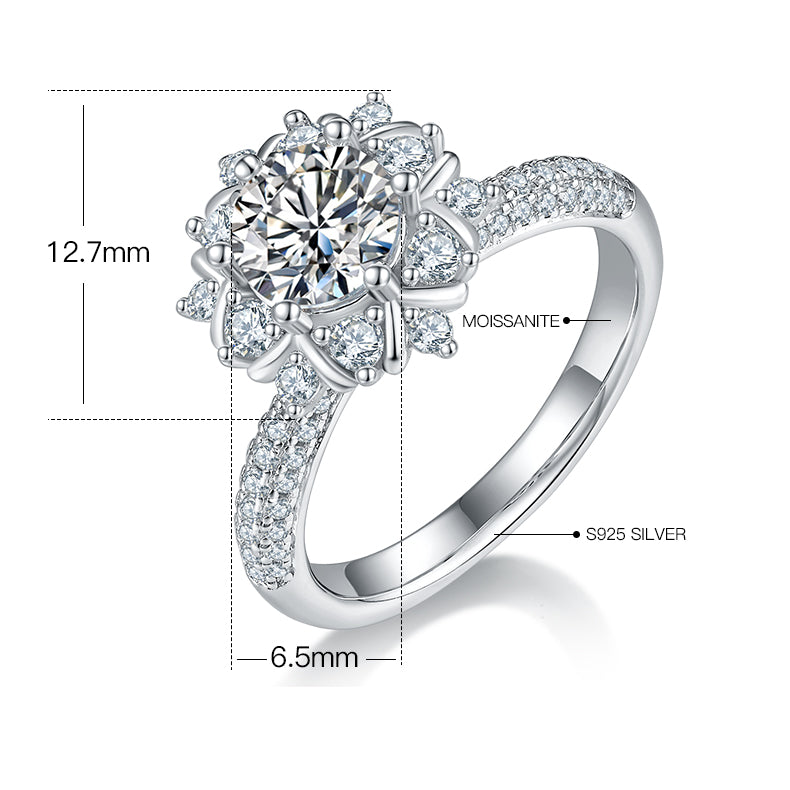 Phoenix Blossom - 1ct Moissanite Silver 925 Ring Plated in 18k Gold