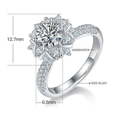 Phoenix Blossom - 1ct Moissanite Silver 925 Ring Plated in 18k Gold