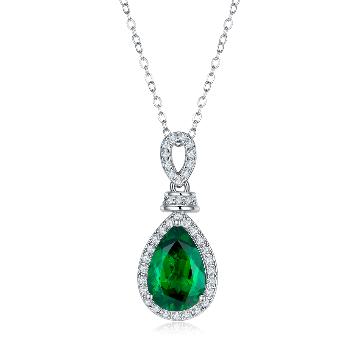Pear Emerald-Silver 925 Necklace Plated in 18k Gold