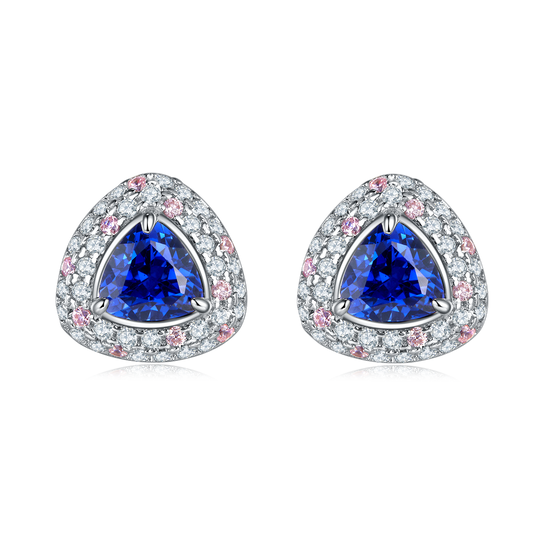 Triangle Sapphire-Silver 925 Earrings Plated in 18k Gold