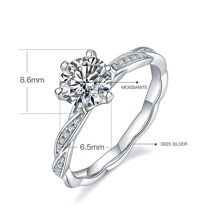 Vortex of Love - 1ct Moissanite Silver 925 Ring Plated in 18k Gold