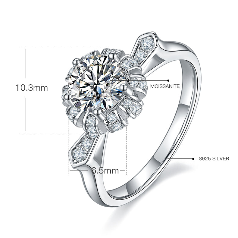 Sun - 1ct Moissanite Silver 925 Ring Plated in 18k Gold