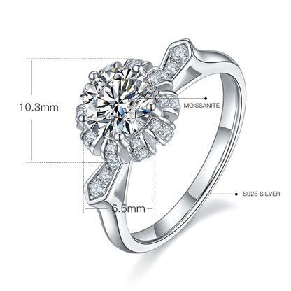 Sun - 1ct Moissanite Silver 925 Ring Plated in 18k Gold