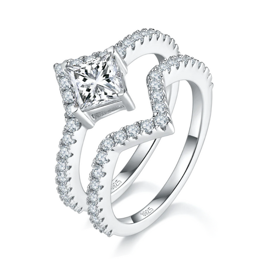 Princess cut - 1ct Moissanite Silver 925 Ring Plated in 18k Gold