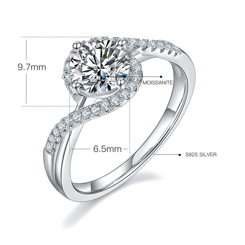 Duality - 1ct Moissanite Silver 925 Ring Plated in 18k Gold