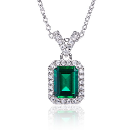 Radiant Emerald-Silver 925 Necklace Plated in 18k Gold