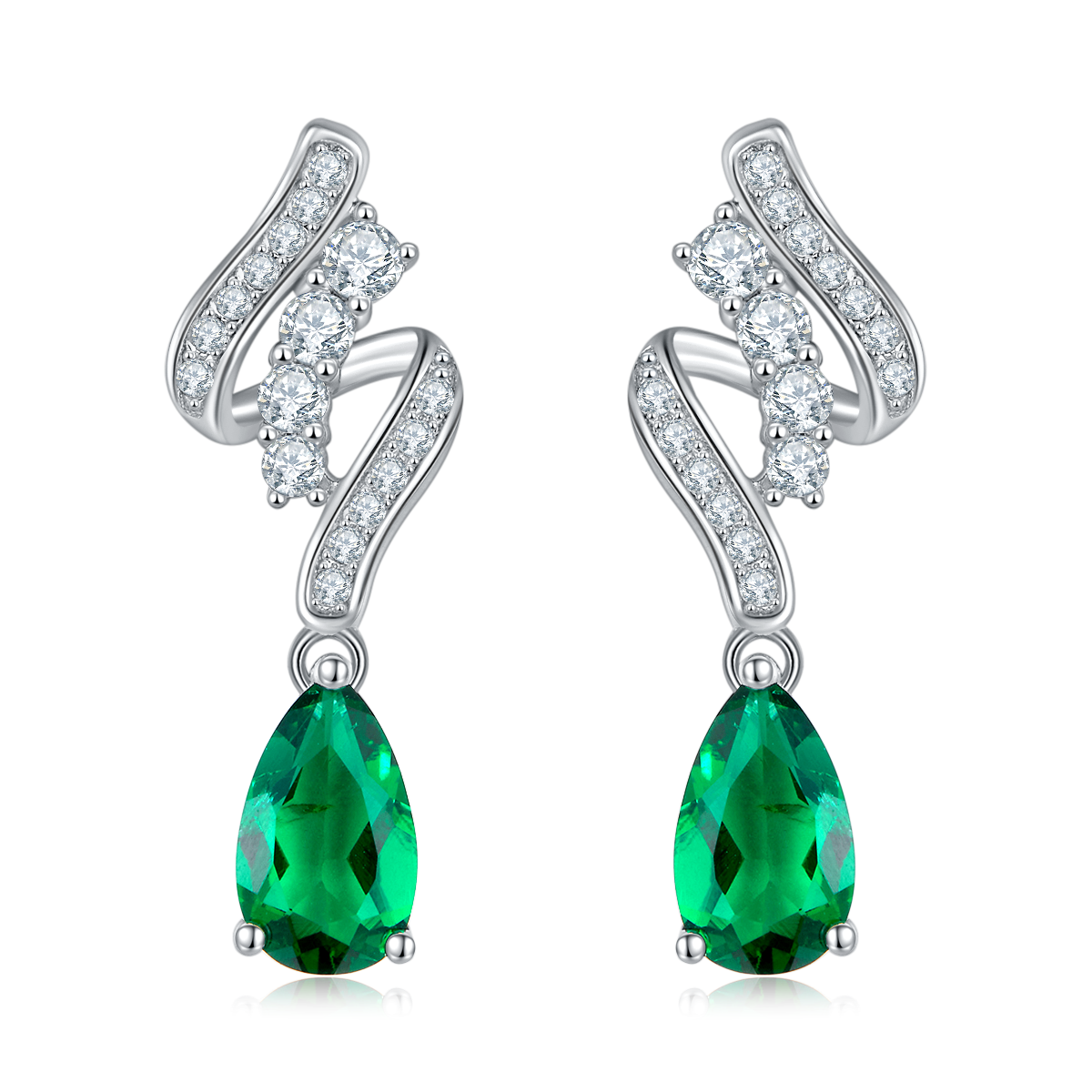 Pear Cut Emerald-925 Silver Plated in 18k Gold