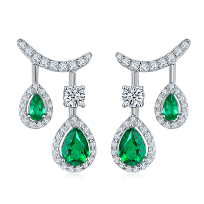 Pear Emerald-Silver 925 Earrings Plated in 18k Gold