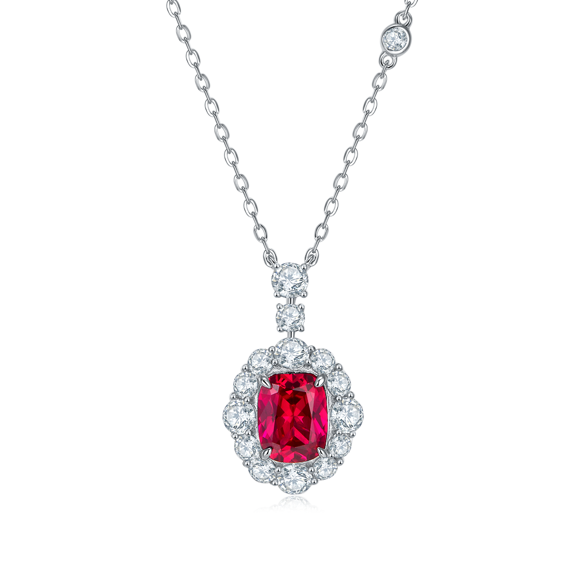 Radiant Ruby-Silver 925 Necklace Plated in 18k Gold