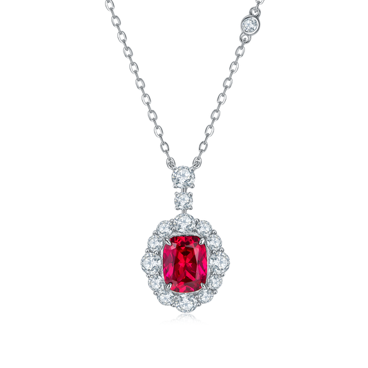 Radiant Ruby-Silver 925 Necklace Plated in 18k Gold