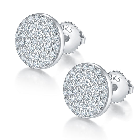 Circle-0.6ct Moissanite Silver 925 Earrings Plated in 18k Gold