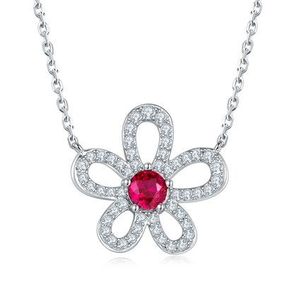 Round Ruby-Silver 925 Necklace Plated in 18k Gold