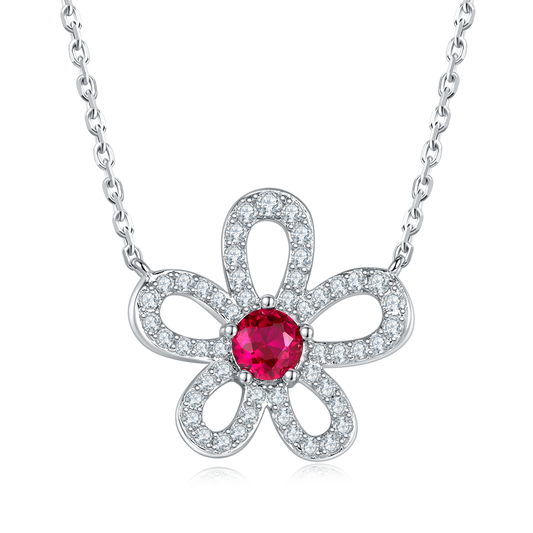 Round Ruby-Silver 925 Necklace Plated in 18k Gold