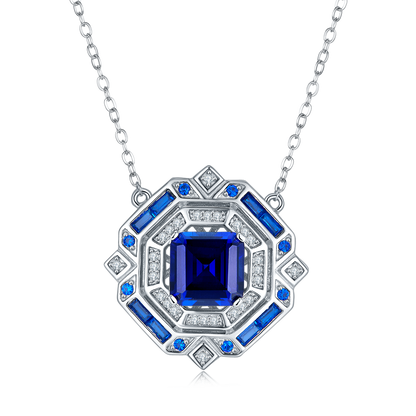 Princess Sapphire-Silver 925 Necklace Plated in 18k Gold