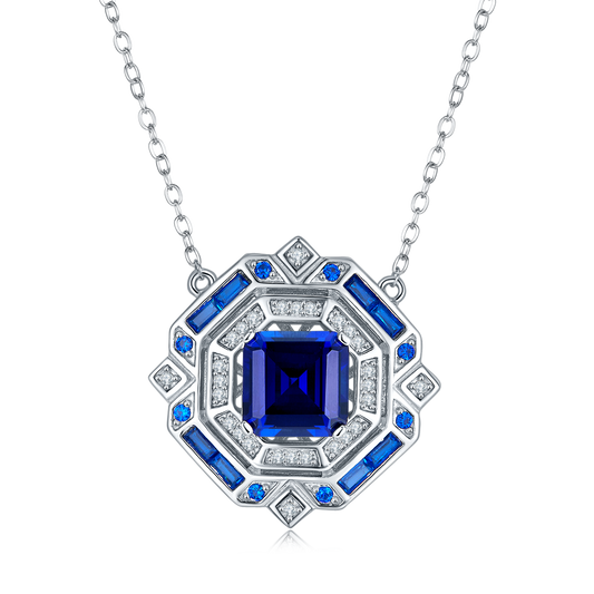 Princess Sapphire-Silver 925 Necklace Plated in 18k Gold