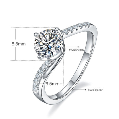 Four Prong - 1ct Moissanite Silver 925 Ring Plated in 18k Gold