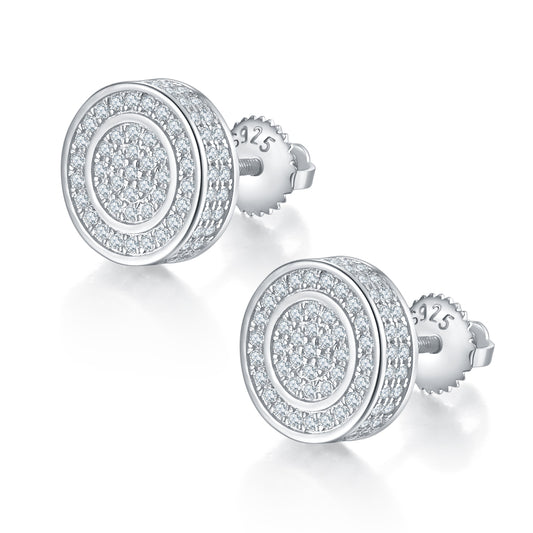 Circle-0.95ct Moissanite Silver 925 Earrings Plated in 18k Gold