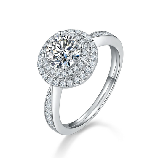 Luxury Round - 1ct Moissanite Silver 925 Ring Plated in 18k Gold