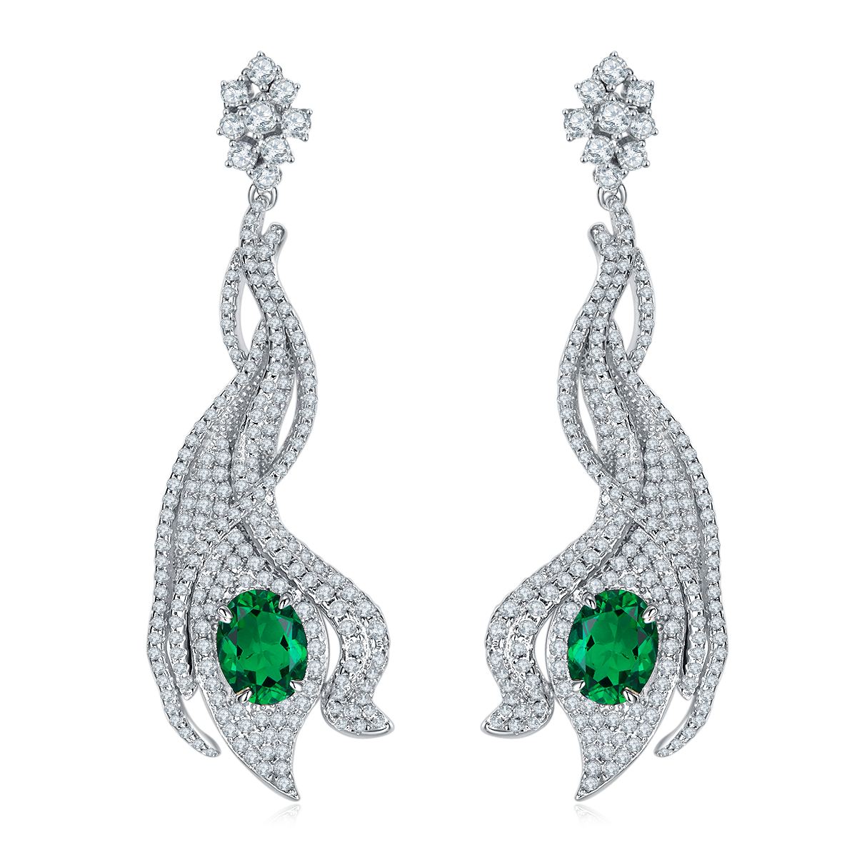 Oval Emerald-Silver 925 Eerrings Plated in 18k Gold