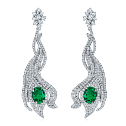 Oval Emerald-Silver 925 Eerrings Plated in 18k Gold