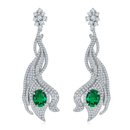 Oval Emerald-Silver 925 Eerrings Plated in 18k Gold