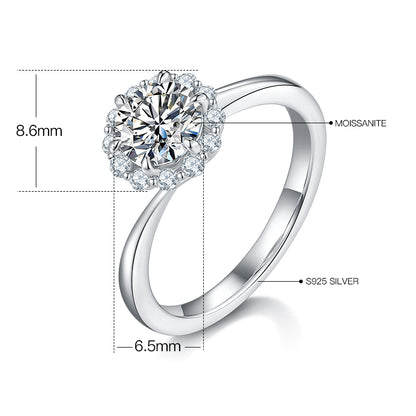 Flame - 1ct Moissanite Silver 925 Ring Plated in 18k Gold