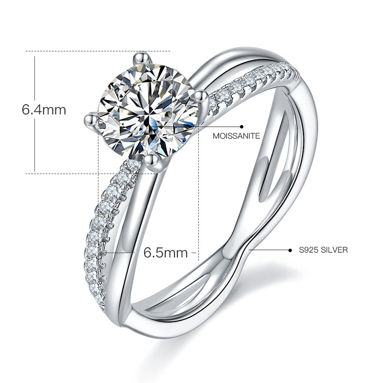 Embrace - 1ct Moissanite Silver 925 Ring Plated in 18k Gold