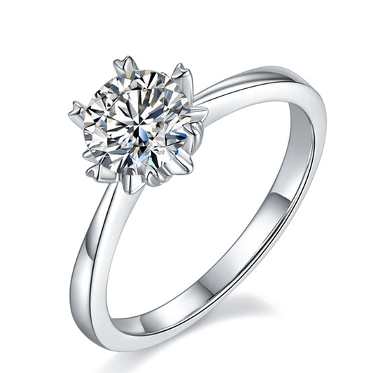 Snowflake - 1ct Moissanite Silver 925 Ring Plated in 18k Gold