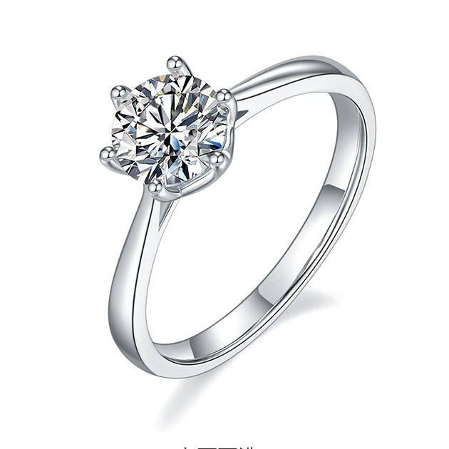Simple Six Prong - 1ct Moissanite Silver 925 Ring Plated in 18k Gold