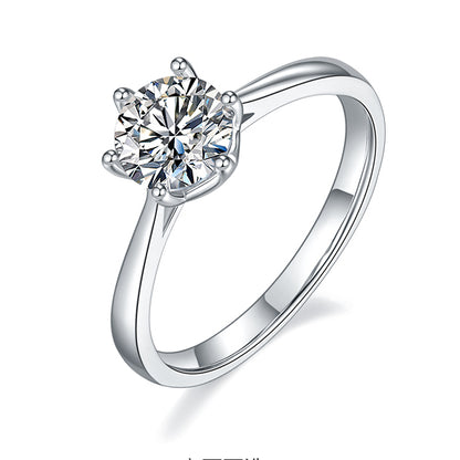 Simple Six Prong - 1ct Moissanite Silver 925 Ring Plated in 18k Gold
