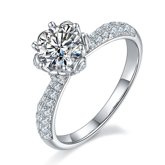 Floral-1ct Moissanite Silver 925 Ring Plated in 18k Gold