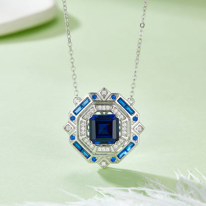 Princess Sapphire-Silver 925 Necklace Plated in 18k Gold
