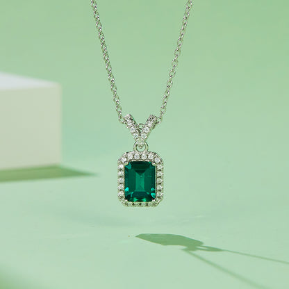 Radiant Emerald-Silver 925 Necklace Plated in 18k Gold