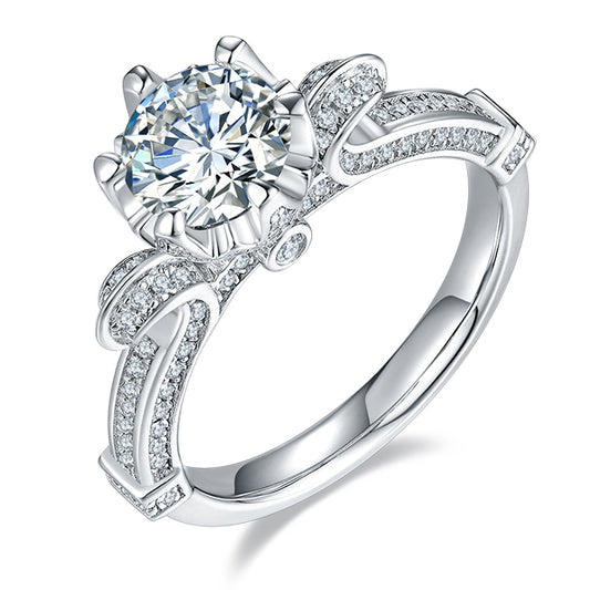 Swan's Grace - 1ct Moissanite Silver 925 Ring Plated in 18k Gold