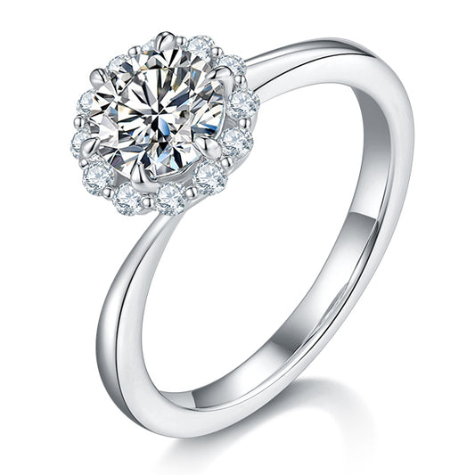 Flame - 1ct Moissanite Silver 925 Ring Plated in 18k Gold