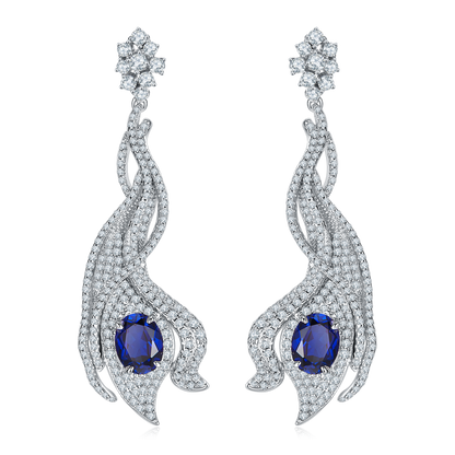 Oval Sapphire-Silver 925 Eerrings Plated in 18k Gold