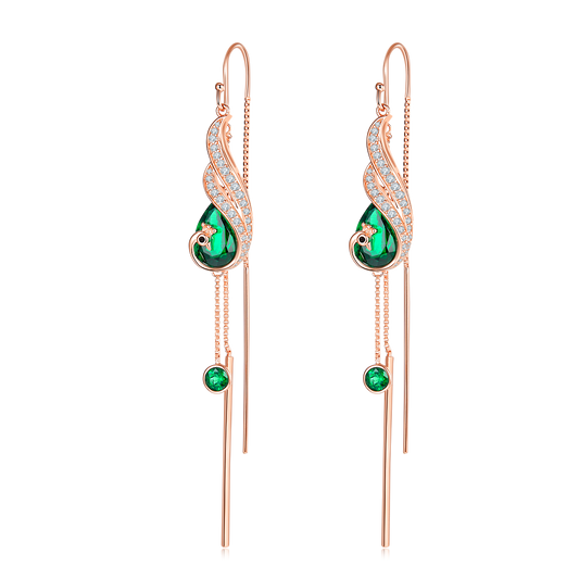 Pear Emerald-Silver 925 Earrings Plated in 18k Rose Gold