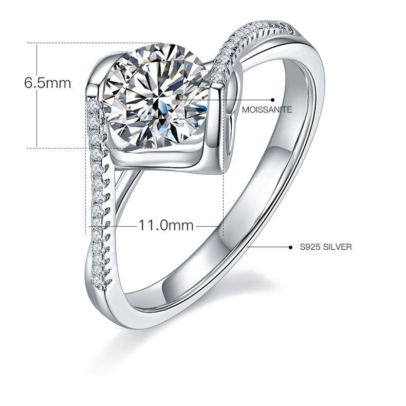 Encounter- 1ct Moissanite Silver 925 Ring Plated in 18k Gold