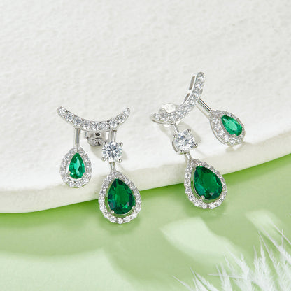 Pear Emerald-Silver 925 Earrings Plated in 18k Gold