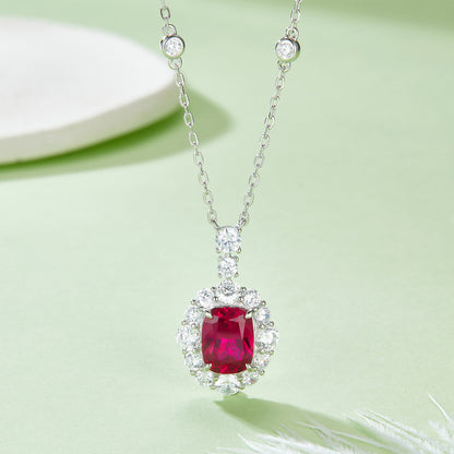 Radiant Ruby-Silver 925 Necklace Plated in 18k Gold