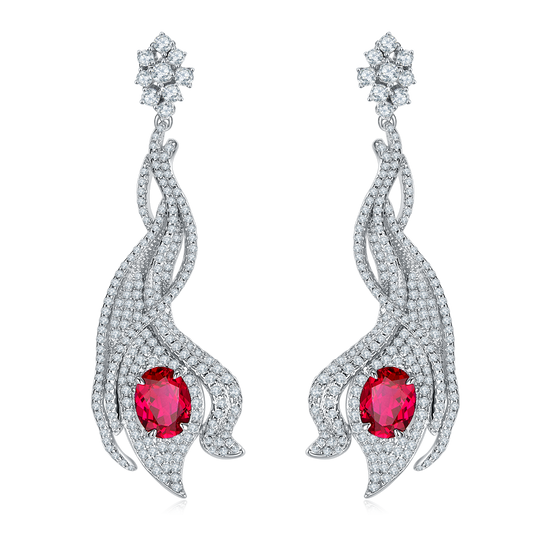 Oval Ruby-Silver 925 Eerrings Plated in 18k Gold