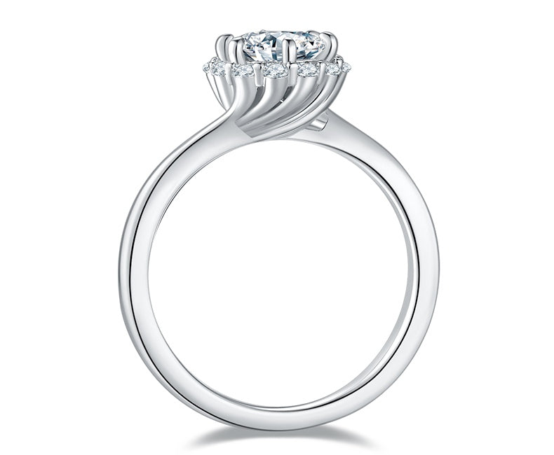 Flame - 1ct Moissanite Silver 925 Ring Plated in 18k Gold