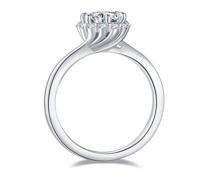 Flame - 1ct Moissanite Silver 925 Ring Plated in 18k Gold