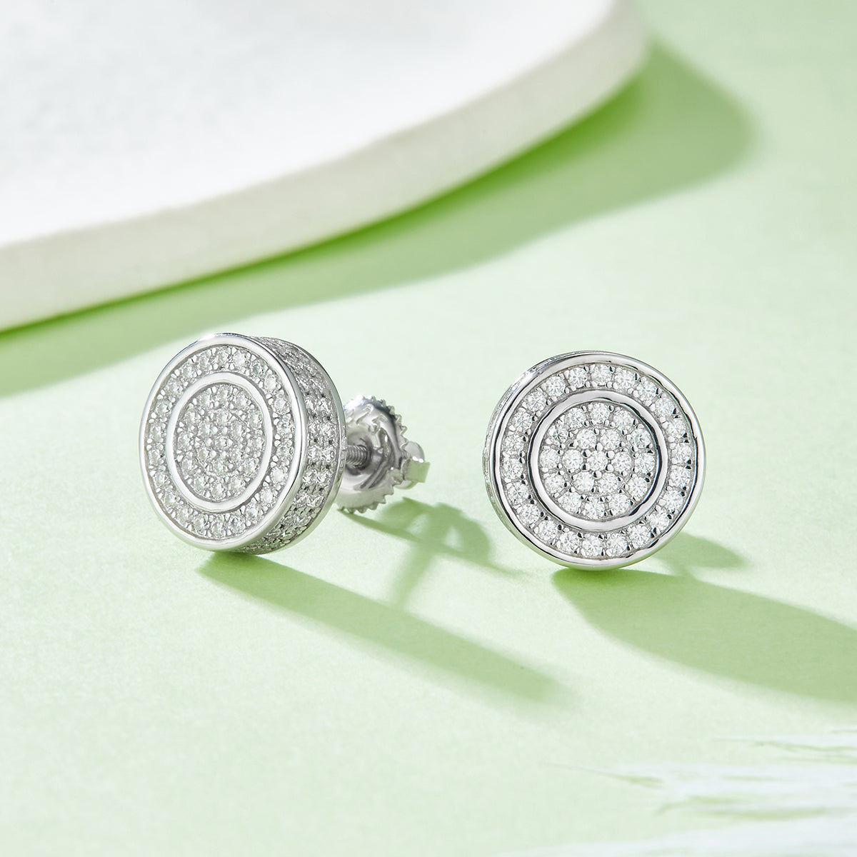 Circle-0.95ct Moissanite Silver 925 Earrings Plated in 18k Gold