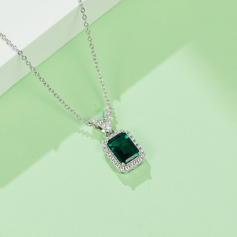 Radiant Emerald-Silver 925 Necklace Plated in 18k Gold