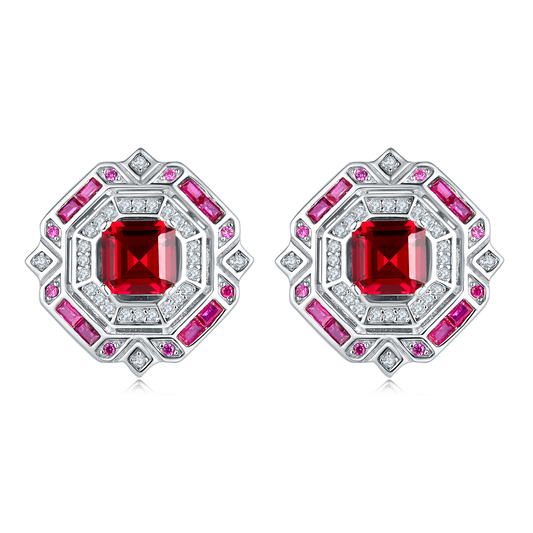 Princess Ruby-Silver 925 Earrings Plated in 18k Gold